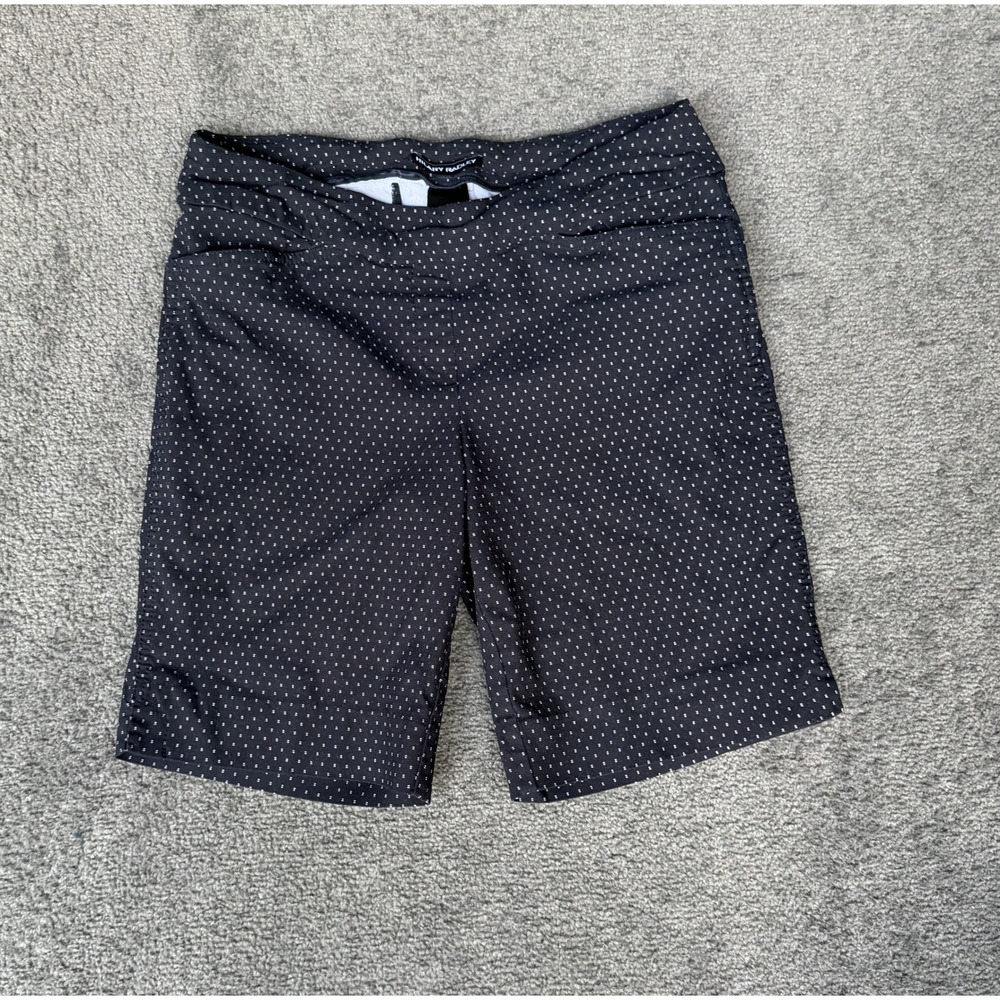 Hilary Radley Navy Blue Polka Dot Pull On Bermuda Shorts Women Size 10